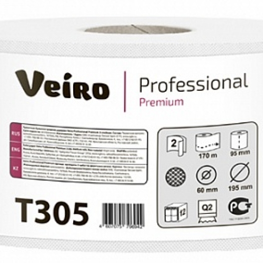 Туалетная бумага в средних
 рулонах Veiro Professional
 Premium