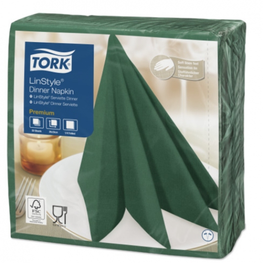 Tork Linstyle салфетки 39х39 темно-зеленые Tork Linstyle салфетки 39х39 темно-зеленые