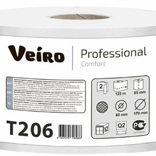 Туалетная бумага в средних
 рулонах Veiro Professional
 Comfort